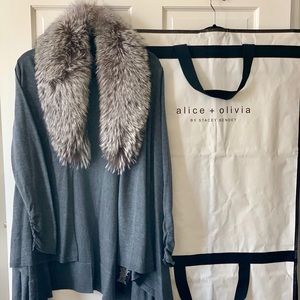 Alice + Olivia Silver Fox Fur Sweater